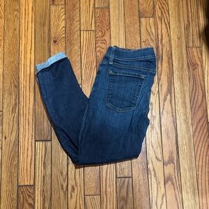 Dark Blue Women's Jeans Skinny Crop & Roll